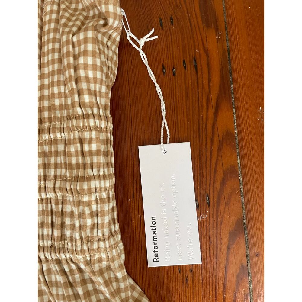 Reformation Kathleen NWT XL Gingham Sundress Organic Cotton Smocked Midi Dress - Picture 9 of 11